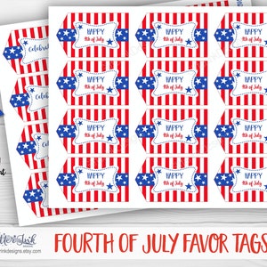 4th of July favor tags / Fourth of July patriotic party stars and stripes party decor / printable gift tags / edit with Corjl image 3