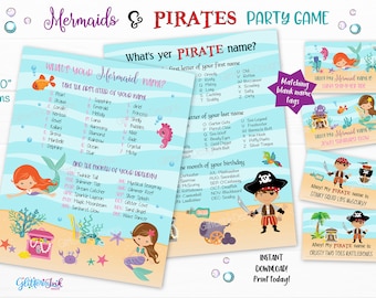 Pirate and mermaid party game / What's your pirate name? Whats your mermaid name? / Under the sea birthday party games for kids
