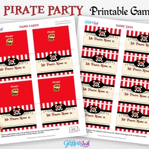 What's your Pirate name party game / Printable Pirate party sign with name tags and name cards / Pirate birthday games digital download imagem 4