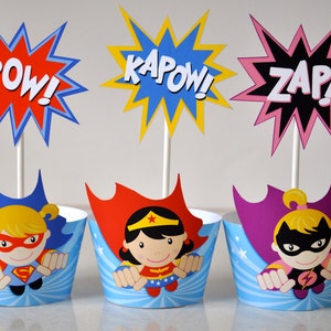Super Hero Party Printable Cupcake Wrappers &amp; Flash Cupcake Toppers ...