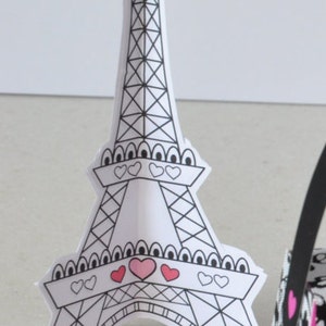 Paris Party Eiffel tower printable party decor, Ooh la la theme cake topper centerpiece decoration for birthday, instant download papercraft
