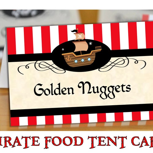Pirate Birthday Food Tent Card Pirate Party Table Place Card - Etsy