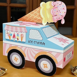 Ice Cream Truck Printable Favor Box / DIY Ice Cream Party Favors ...