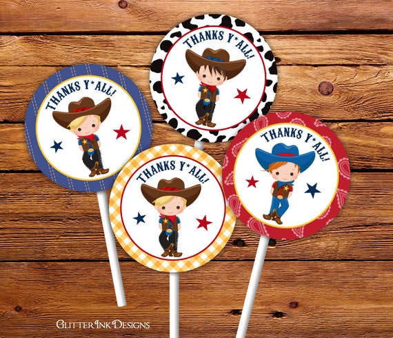 Wild west cowboy birthday party cupcake toppers &amp; wrappers / | Etsy