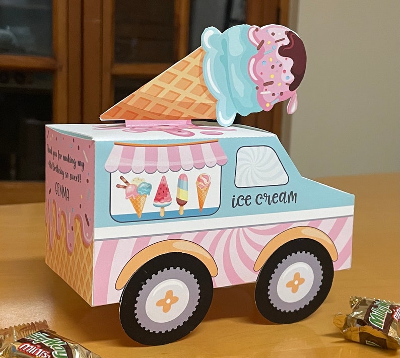 Ice Cream Truck Printable Favor Box / DIY Ice Cream Party - Etsy