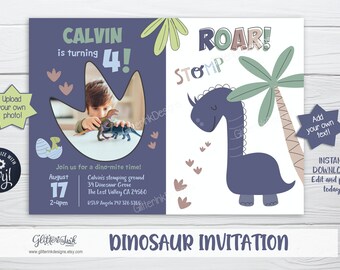 Dinosaur invitation / Dinosaur party invitation / Dinosaur birthday invitation / Dinosaur theme party printable invitation