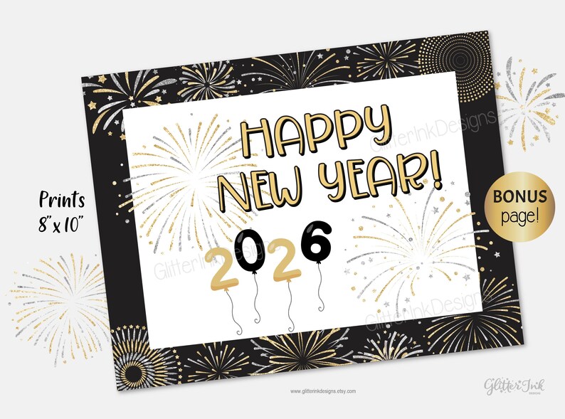 2026 Silvester-Schnitzeljagd für Kinder, Silvester-Familien-Partyspiele, druckbare Neujahrs-Schatzsuche-Hinweise Bild 9