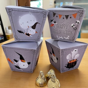 Mini Halloween treat box / Happy Halloween party favor box / Trick or treat candy favors printable box INSTANT DOWNLOAD