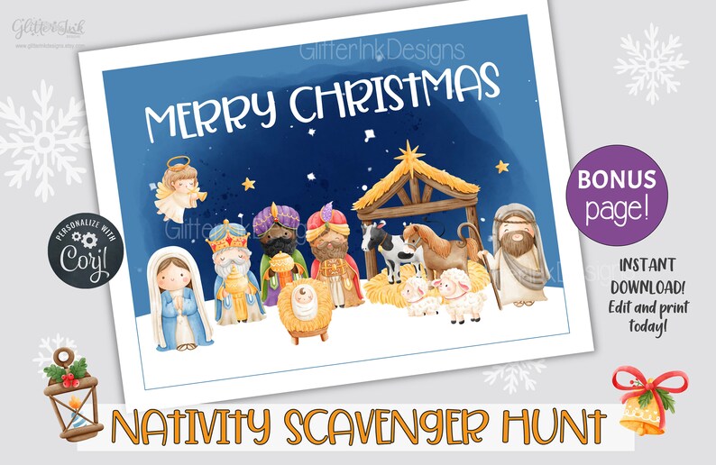 Nativity Scene Christmas Scavenger Hunt Clue Cards / Christmas Etsy