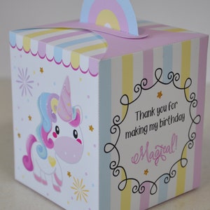 Unicorn party cupcake box / Rainbow unicorn treat boxes / Unicorn party favors / Unicorn favor box image 4