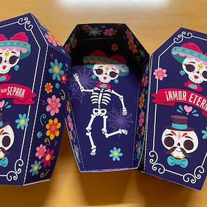 Day of the Dead Coffin Treat Box, Dia De Los Muertos Sugar Skull Party ...