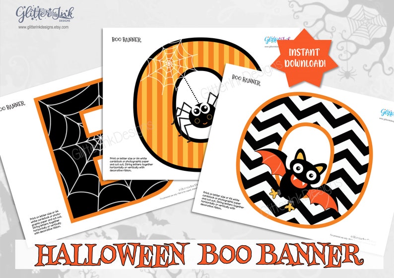 Halloween party Boo banner / Halloween printable party decorations / printable Halloween banner / Halloween decorations / Halloween decor image 2