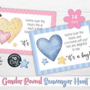 Gender reveal speurtocht-aanwijzingskaarten voor babyshower-partygames, aquarel applique teddybeer afdrukbare schattenjacht-aanwijzingen afbeelding 9