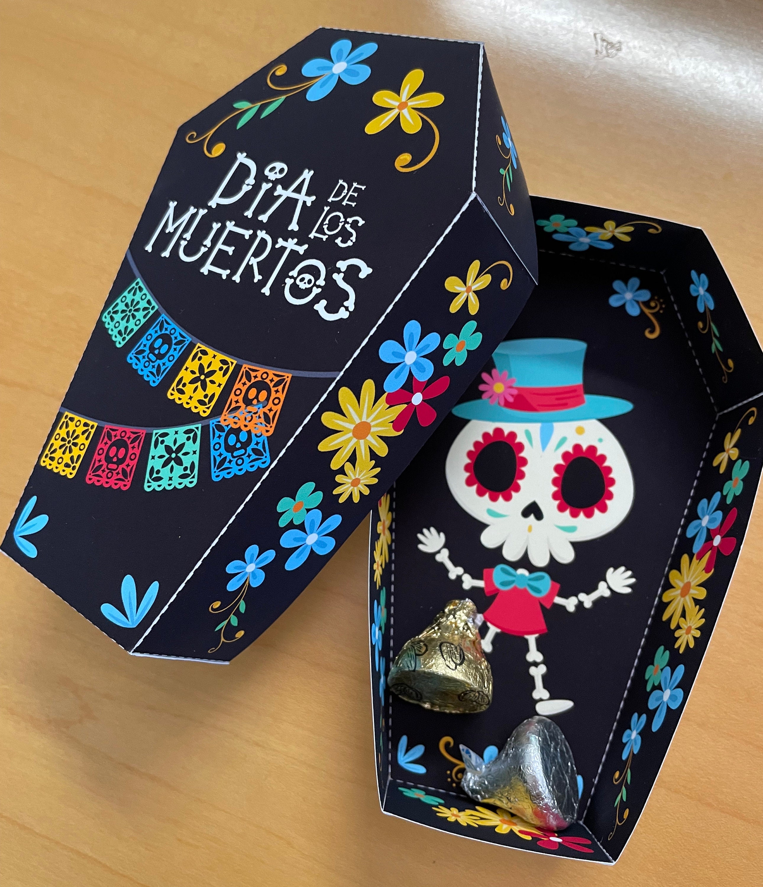 Day of the Dead Coffin Treat Box, Día De Los Muertos Sugar Skull Party ...