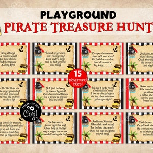 Playground Pirate scavenger hunt / Pirate party kids treasure hunt clues / Pirate birthday printable game outdoor park