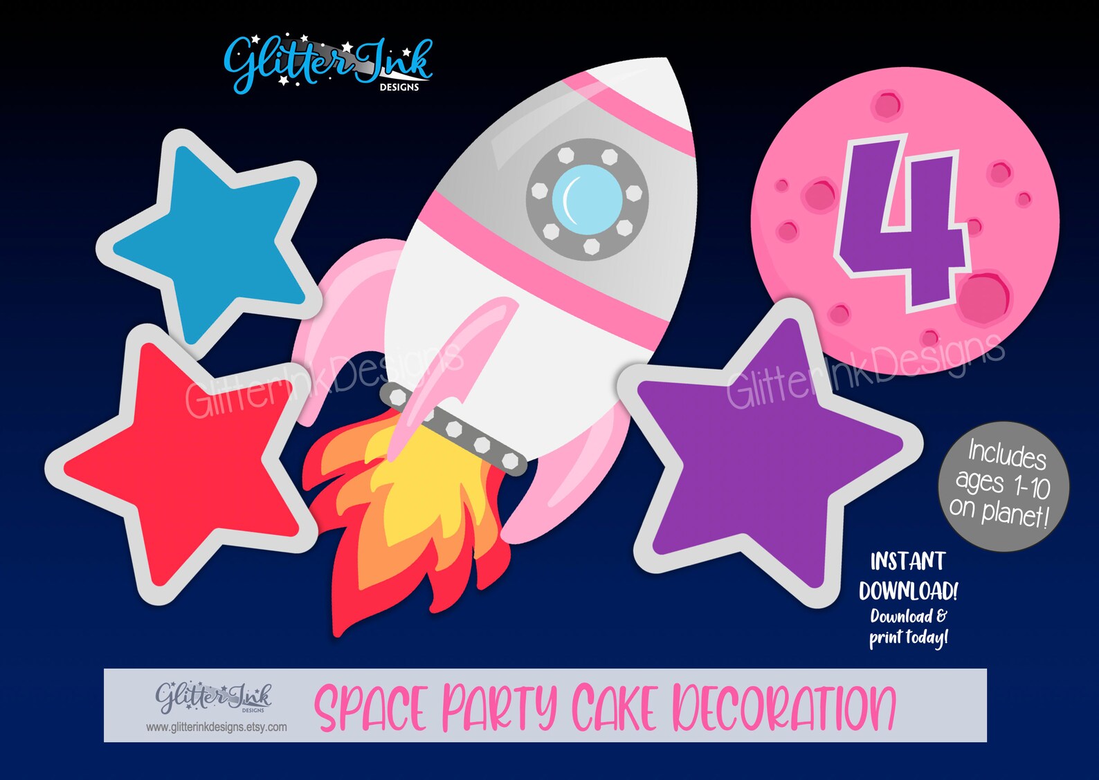 Outer Space Party Printable Cake Topper / Space Centerpiece - Etsy