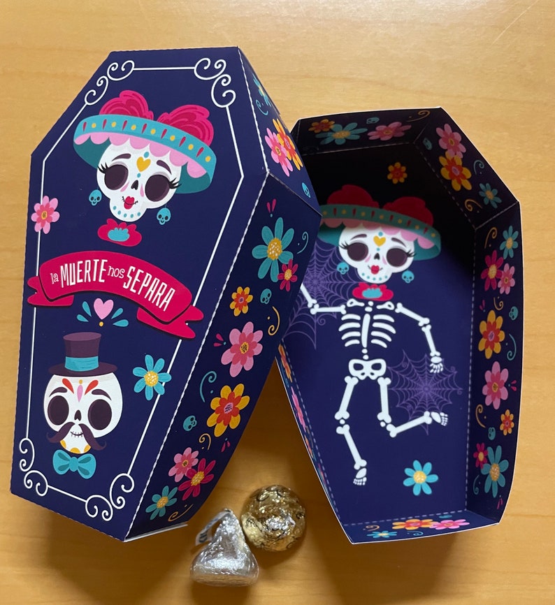 Day of the Dead Coffin Treat Box, Dia De Los Muertos Sugar Skull Party ...