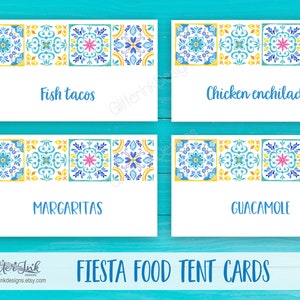 Mexican Fiesta Food Tent Cards Cinco De Mayo Birthday Bridal Shower ...