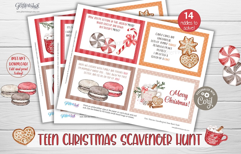 Un voyage surprise de Noël révèle une chasse au trésor avec une carte d'embarquement modifiable pour les adolescents/enfants plus âgés, des indices pour la chasse au trésor des vacances, des énigmes délicates image 7