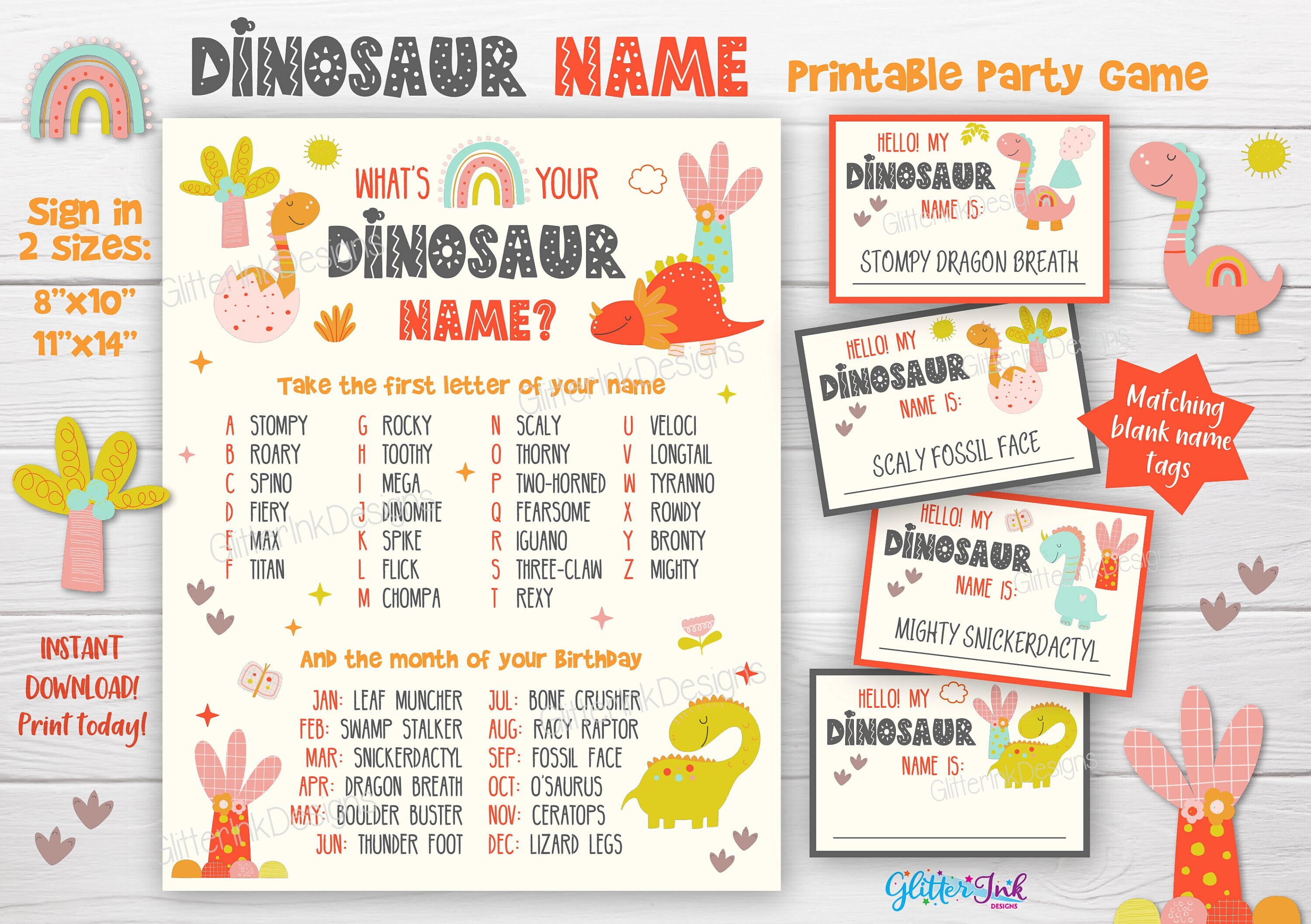 DINOSAUR Birthday Party Game Guess the Dinosaur Trivia Game 