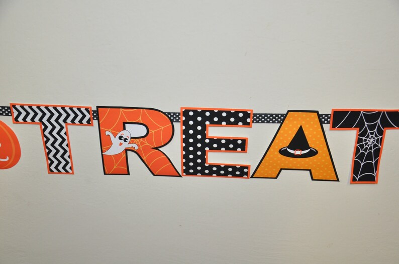 Halloween TRICK OR TREAT Printable Banner, Spooky Party Decorations