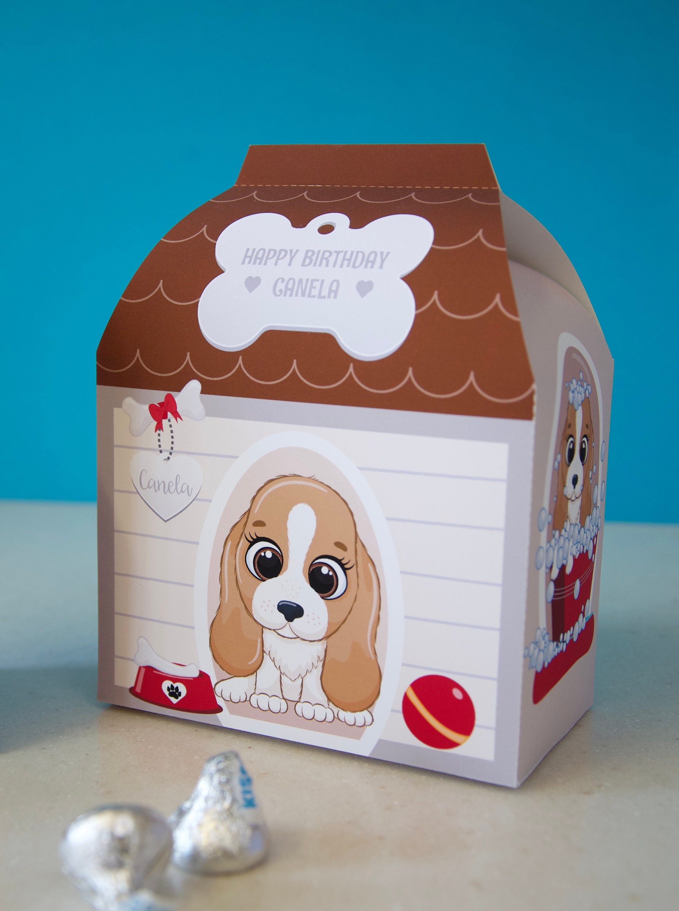 Puppy dog birthday party printable dog house favor box TWO Etsy