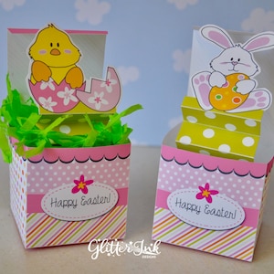 Scatole portaconfetti pasquali / Coniglietto pasquale jack in the box / Scatola di carta stampabile pop-up a sorpresa pasquale / Bomboniere pasquali / Scatola regalo con uovo di Pasqua