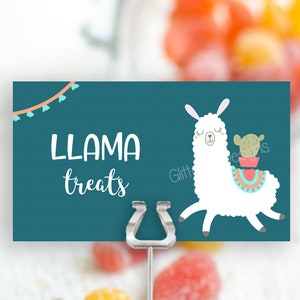 Llama party food tent cards / Llama birthday labels / Llama place cards / Llama party decor