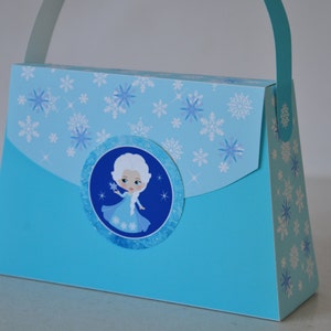 Ice princess printable purse favor box / Princess party favors / Princess treat boxes purse favors image 1