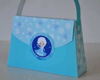 Ice princess printable purse favor box / Princess party favors / Princess treat boxes purse favors