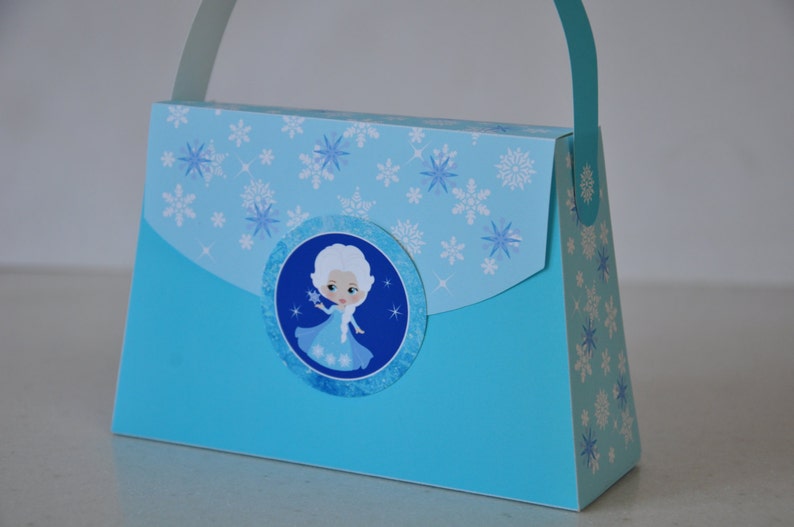 Ice princess printable purse favor box / Princess party favors / Princess treat boxes purse favors image 1