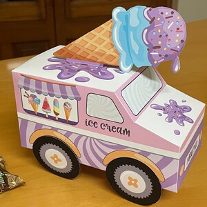 Set of 4 Ice Cream Truck Printable Favor Box Templates / Ice Cream ...