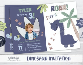 Dinosaur invitation / Dinosaur party invitation / Dinosaur birthday invitation / Dinosaur theme party printable invitation