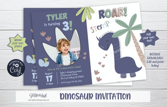 Dinosaur invitation / Dinosaur party invitation / Dinosaur birthday invitation / Dinosaur theme party printable invitation Il_570xn