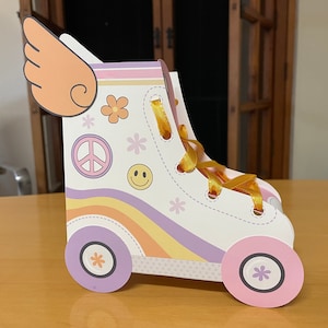 Roller skate party favor boxes / Two groovy party favors treat box / Skating birthday party decorations / Hippie retro 60s 70s let's roll