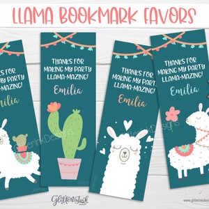 Llama party bookmark favor / Llama party favors / Llama birthday thank you cards / No drama llama printable bookmarks