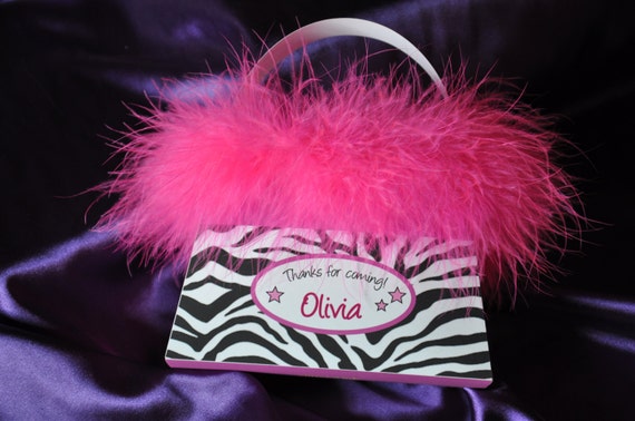 Spa Party purse favor box / Diva party favor / Sleepover party favor / Makeup party favor / PDF printable digital file Hot Pink zebra print Il_570xn
