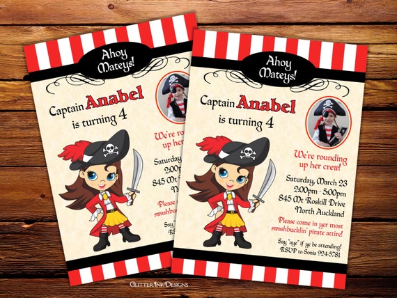 Pirate Party photo invitation / Pirate birthday printable invitation / Pirate invitation / Pirate party invite Il_570xn