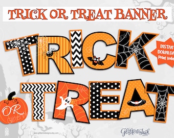 Halloween banner / Halloween printable party decorations / Trick or Treat party banner / Halloween decor