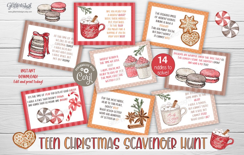 Un voyage surprise de Noël révèle une chasse au trésor avec une carte d'embarquement modifiable pour les adolescents/enfants plus âgés, des indices pour la chasse au trésor des vacances, des énigmes délicates image 3