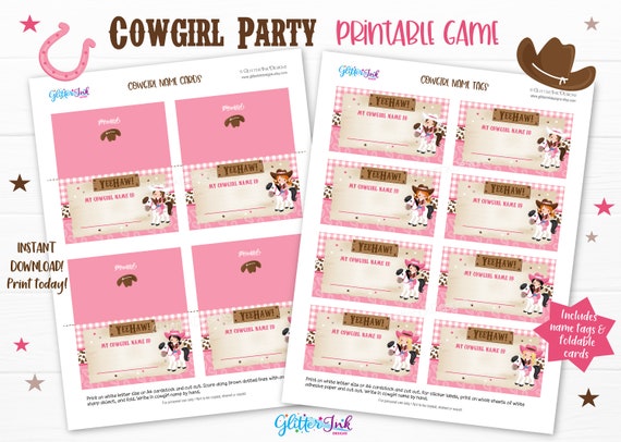 あなたのカウガールの名前は何ですか？印刷可能なパーティーゲーム 