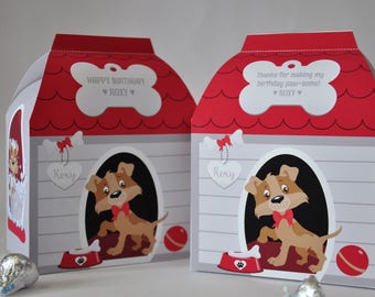 Puppy hond verjaardagsfeestje afdrukbare hondenhuis gunst box / Dog spa feestartikelen / Dog treat box / Afdrukbare hondenkennel box