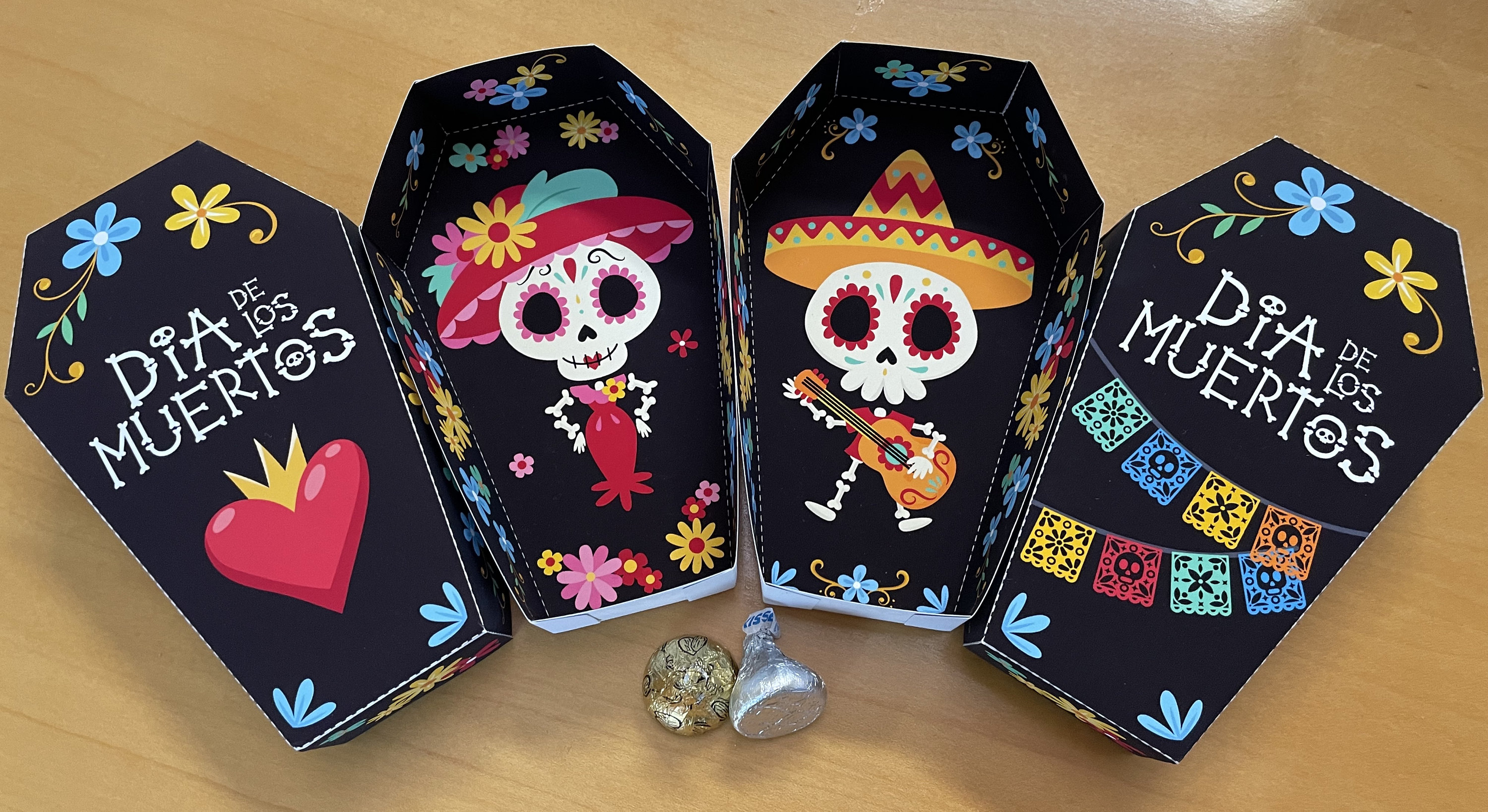 Day of the Dead Coffin Treat Box, Día De Los Muertos Sugar Skull Party ...