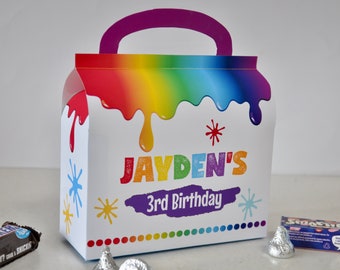 Art party favor box / rainbow party favors / paint party treat boxes / art birthday paint party favors