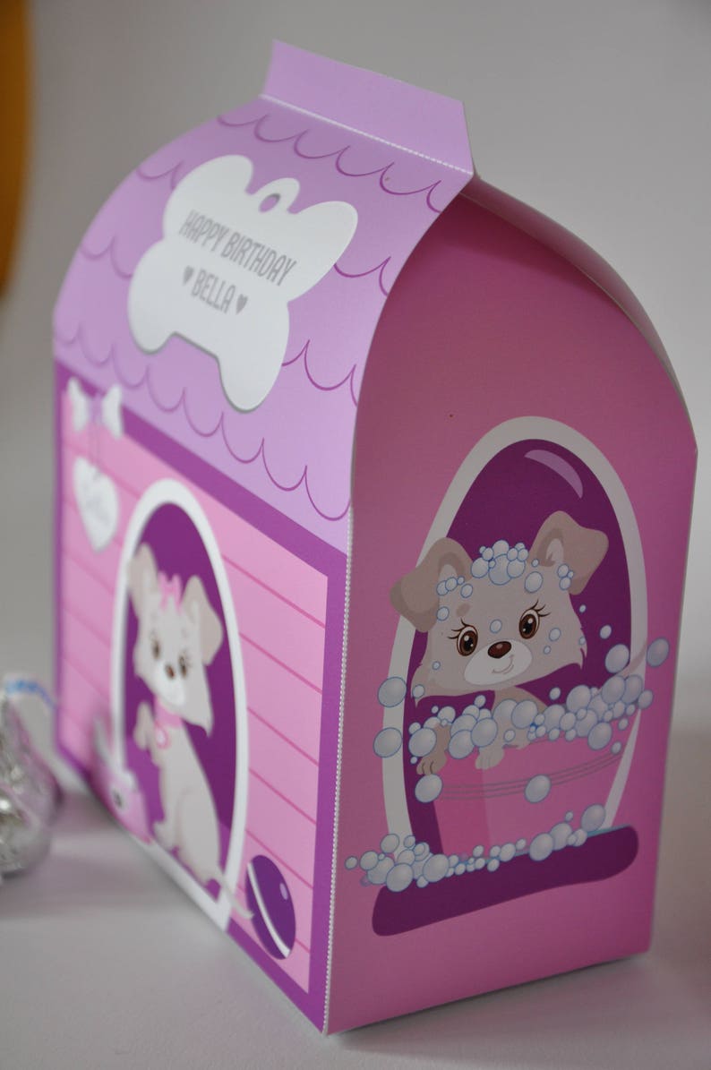 Puppy dog house favor box PDF printable doghouse pet spa Etsy