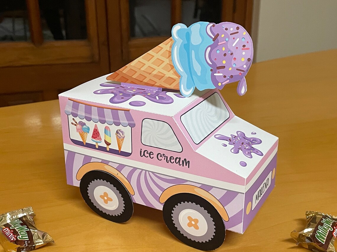Ice Cream Truck Printable Favor Box / DIY Ice Cream Party - Etsy