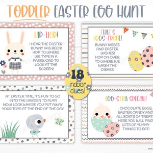 Toddler Easter scavenger hunt easy clues / Printable Easter egg hunt indoors / Editable kids treasure hunt clues / Easter bunny party games image 5