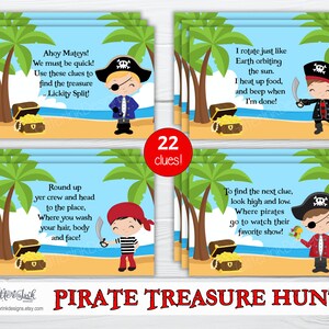 Aanwijzingen voor piratenspeurtocht voor kinderen voor kinderen / Kaarten voor piratenfeest speurtocht / Afdrukbare feestspellen piratenjongens schatkist afbeelding 4