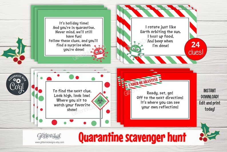 Quarantine Christmas Scavenger Hunt Clues / Quarantine Etsy