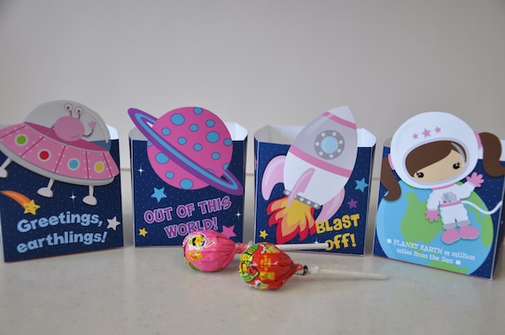Space party popcorn box / Rocket planet outer space treat box / Astronaut party favor box / alien spaceship PDF printable space party favor Il_570xn